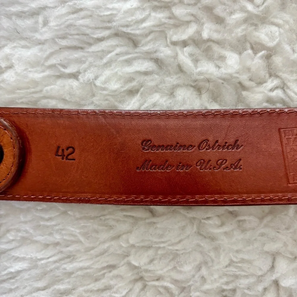 Black Jack Genuine Ostrich Skin Leather Tan Leather Men's Belt 42